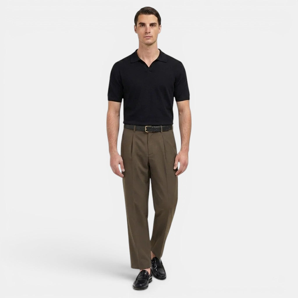 Pantalon à Pinces Jambe Droite Homme Costume Élégant