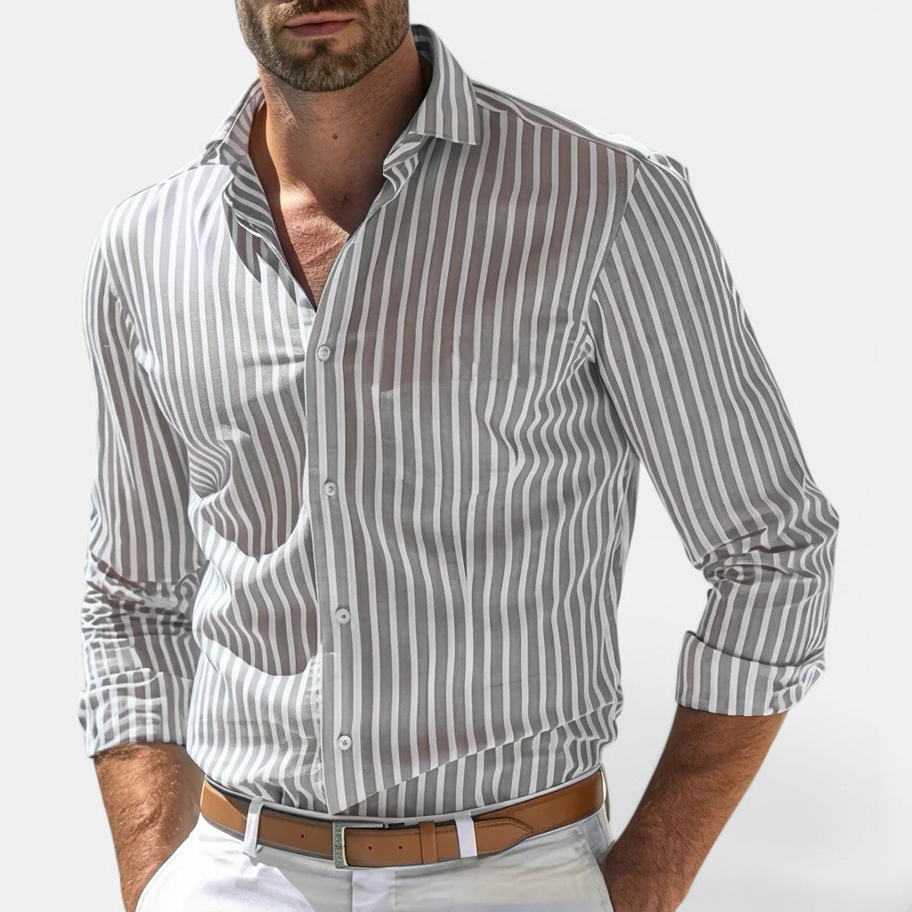 Chemise Classique Rayée Homme Respirante Été Casual