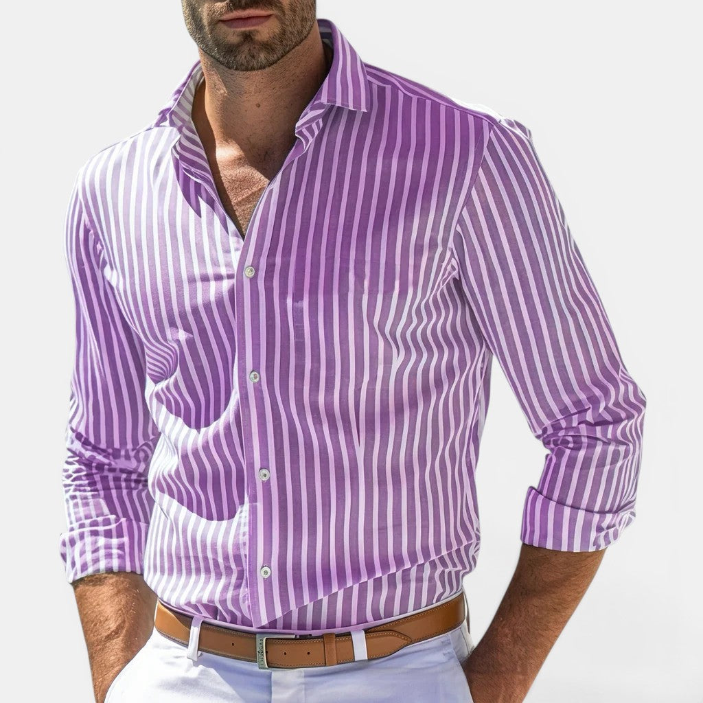 Chemise Classique Rayée Homme Respirante Été Casual