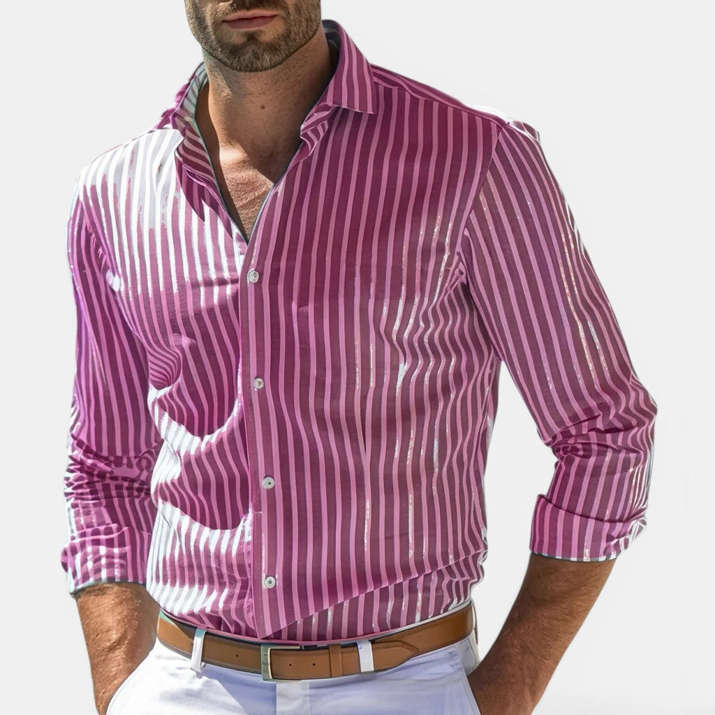 Chemise Classique Rayée Homme Respirante Été Casual