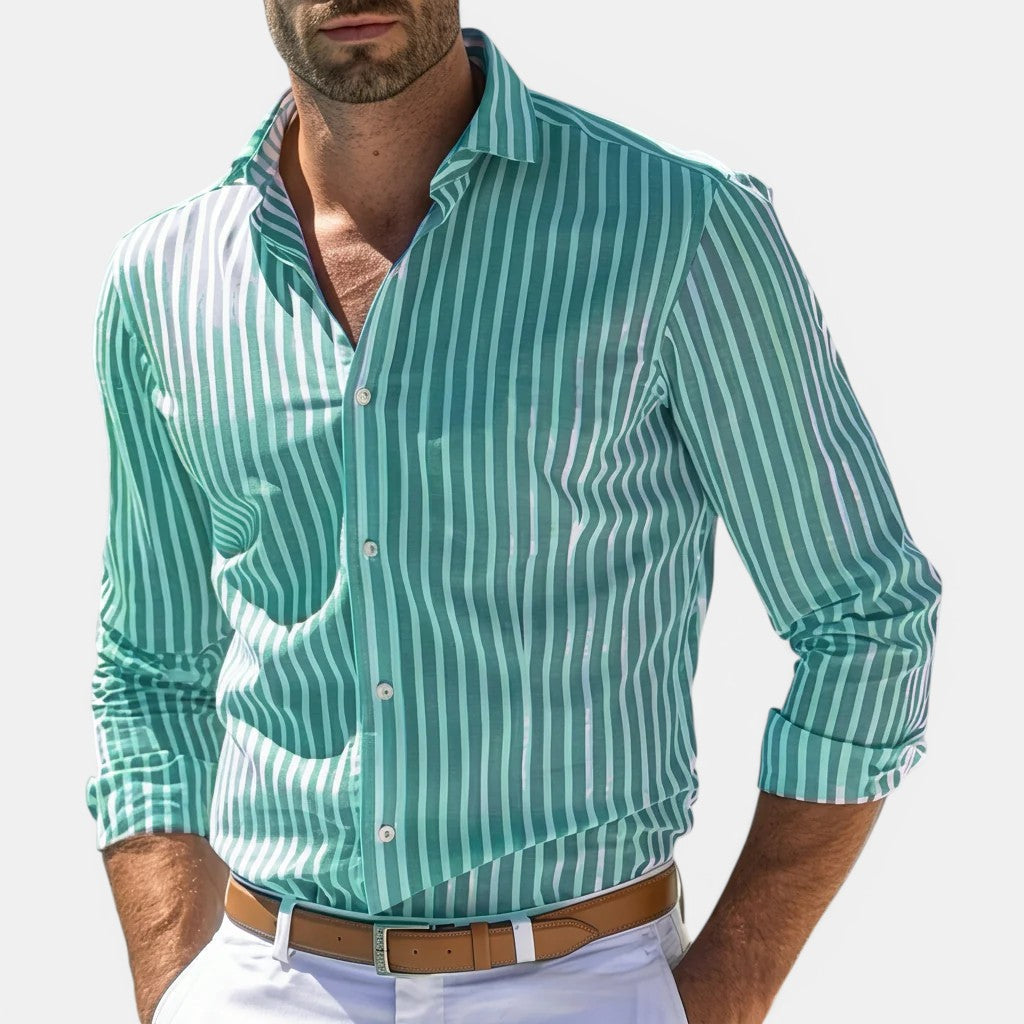 Chemise Classique Rayée Homme Respirante Été Casual