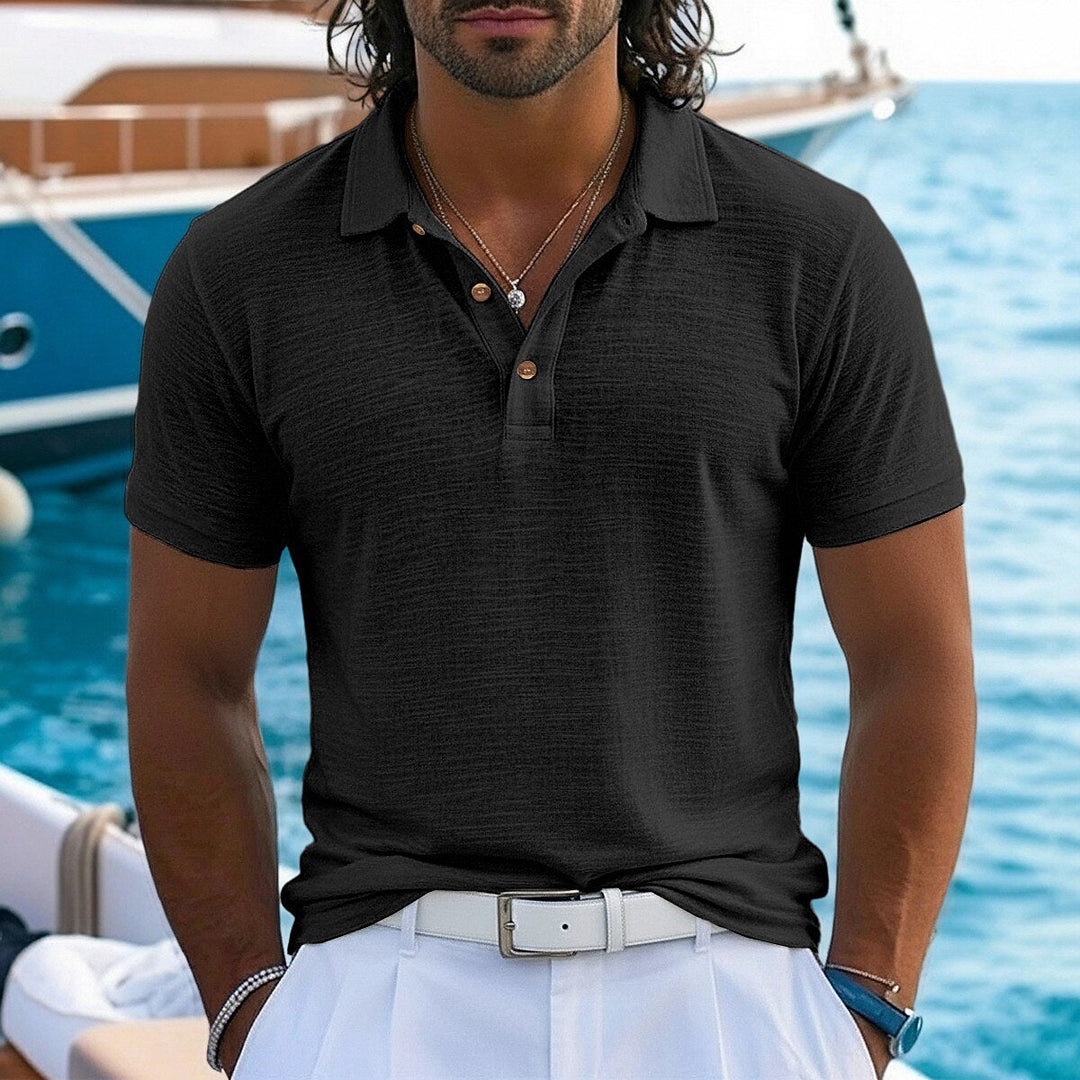 Polo en Lin Texturé Homme Été Coton Manches Courtes