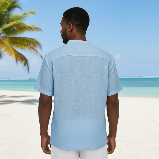Chemise Popover en Lin Homme Été Coton Légère