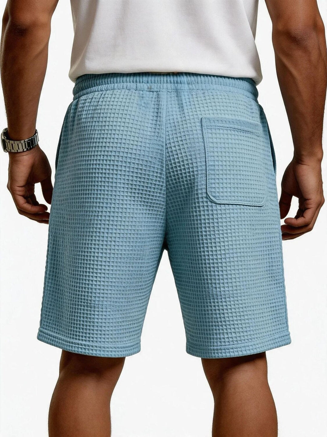 Short en Maille Gaufrée Homme Été Plage Poches
