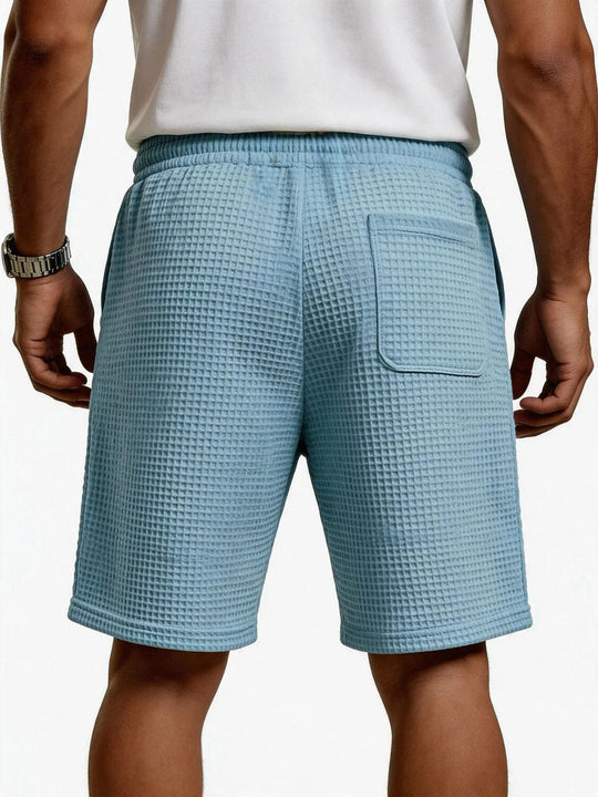 Short en Maille Gaufrée Homme Été Plage Poches