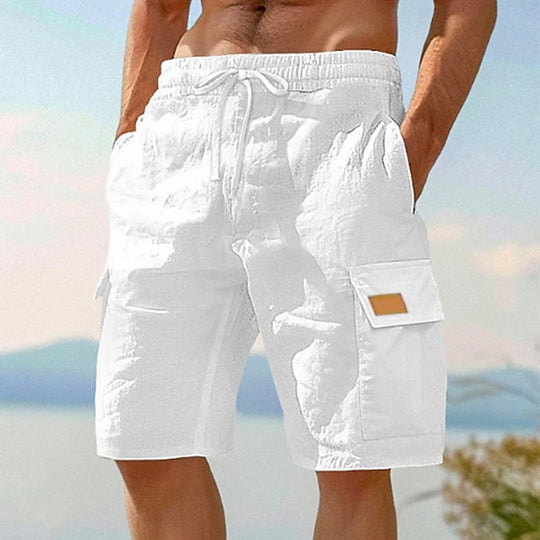 Short Cargo en Lin Homme Plage Été Coton Poches