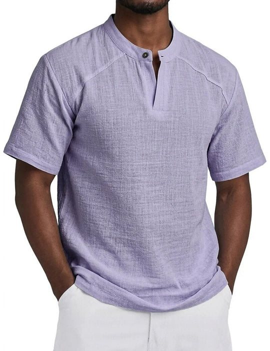 Chemise Popover en Lin Homme Été Coton Légère