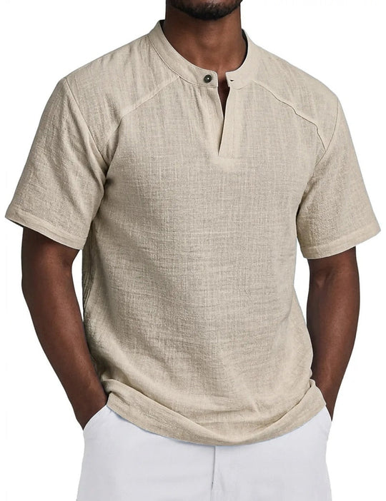 Chemise Popover en Lin Homme Été Coton Légère