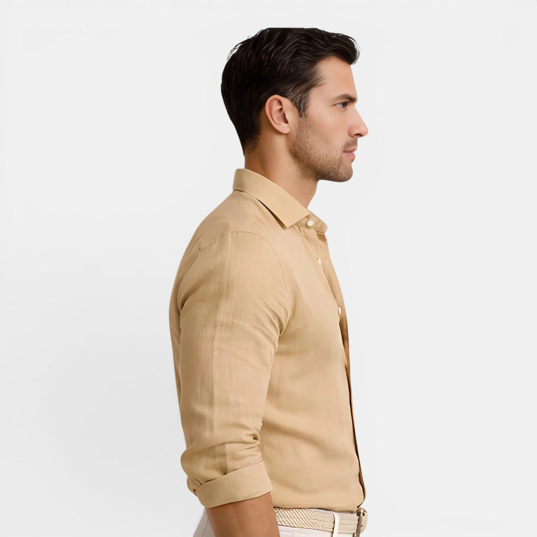 Chemise Lin Coton Homme Été Respirante Casual Légère