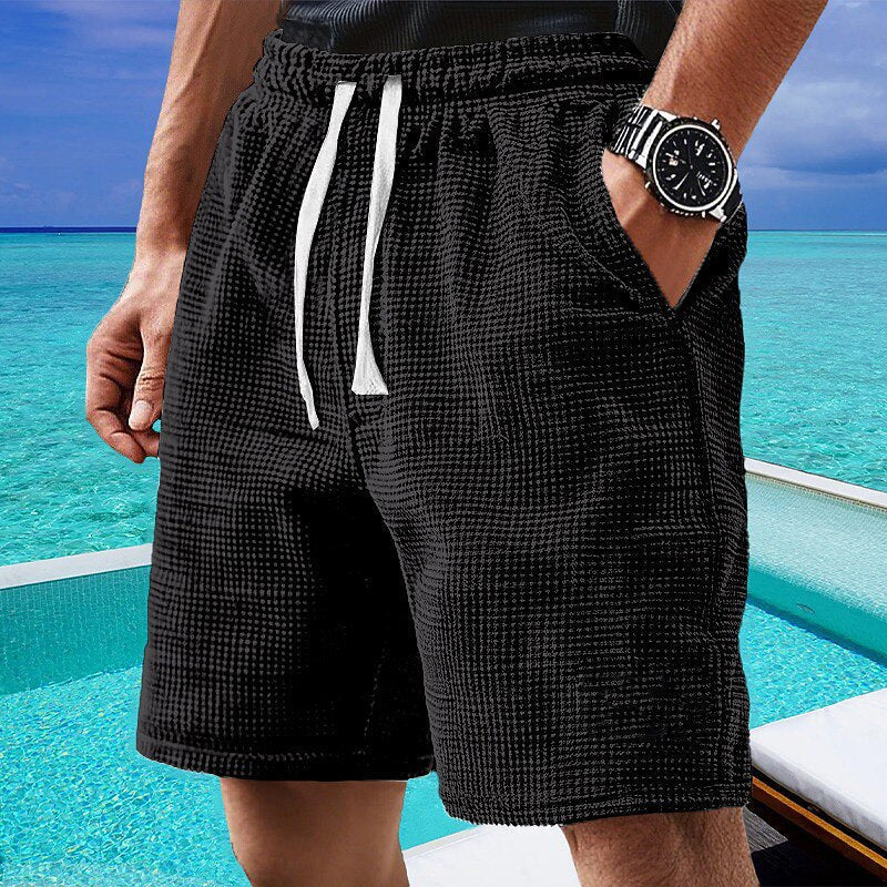 Short en Maille Gaufrée Homme Été Plage Léger