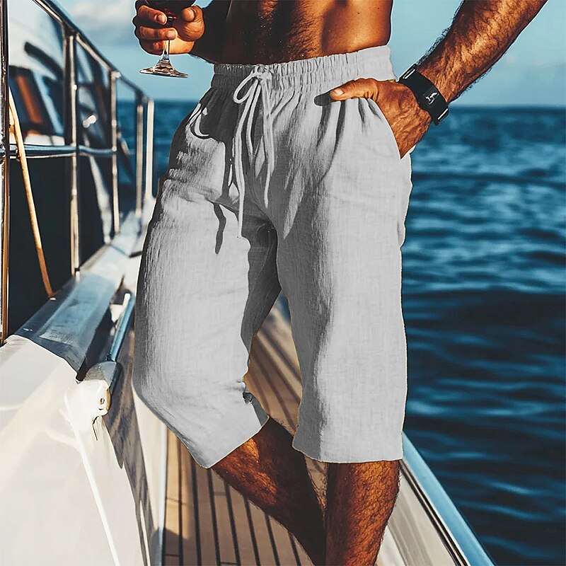 Short en Lin Décontracté Homme Cordon Été Plage