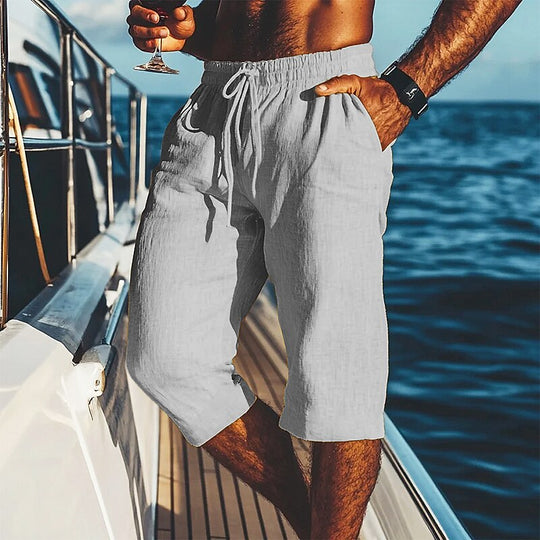 Short en Lin Décontracté Homme Cordon Été Plage