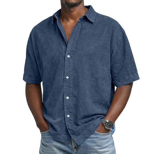 Chemise en Coton Délavée Vintage Homme Été Casual