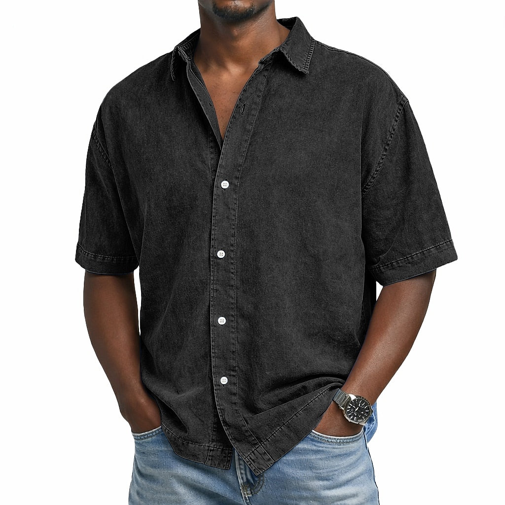 Chemise en Coton Délavée Vintage Homme Été Casual