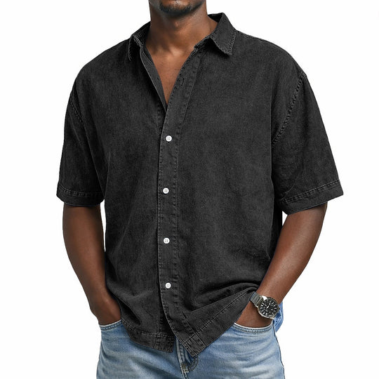 Chemise en Coton Délavée Vintage Homme Été Casual