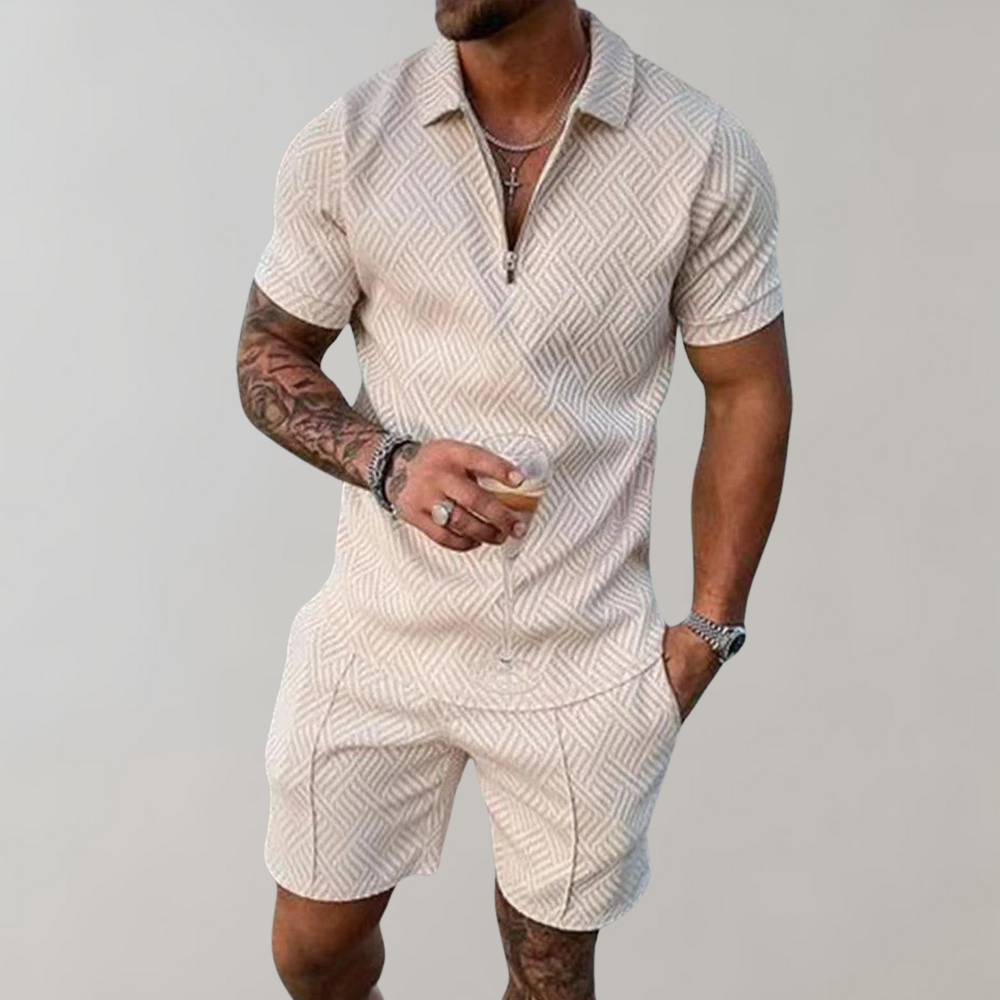 Ensemble Polo Short Imprimé Homme Été Deux Pièces