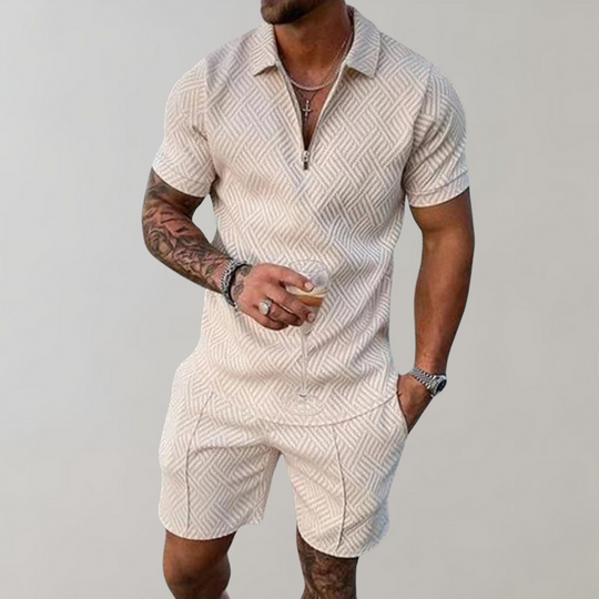 Ensemble Polo Short Imprimé Homme Été Deux Pièces
