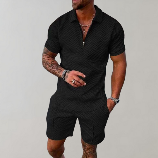 Ensemble Polo Short Imprimé Homme Été Deux Pièces