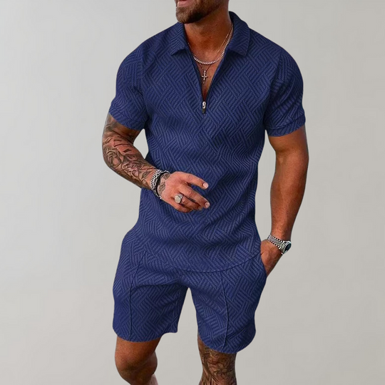 Ensemble Polo Short Imprimé Homme Été Deux Pièces