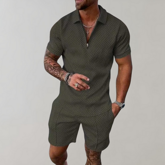 Ensemble Polo Short Imprimé Homme Été Deux Pièces