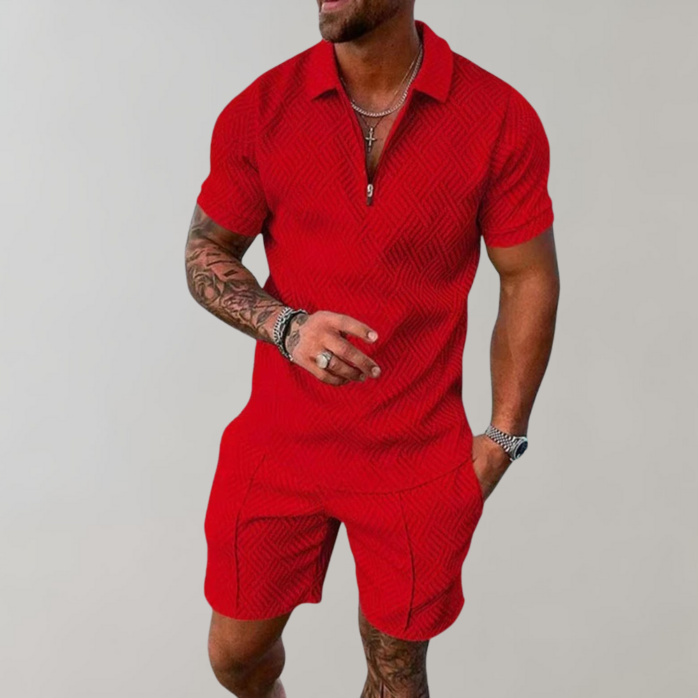 Ensemble Polo Short Imprimé Homme Été Deux Pièces