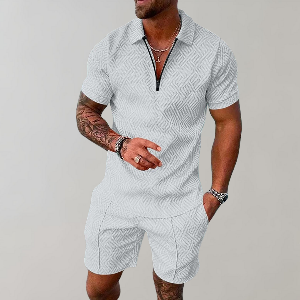 Ensemble Polo Short Imprimé Homme Été Deux Pièces