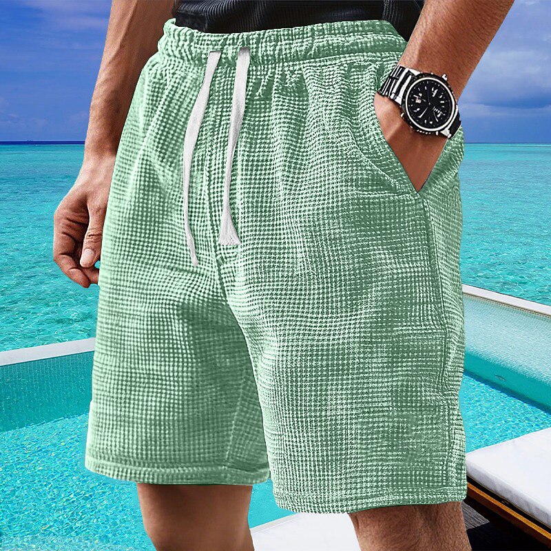 Short en Maille Gaufrée Homme Été Plage Léger