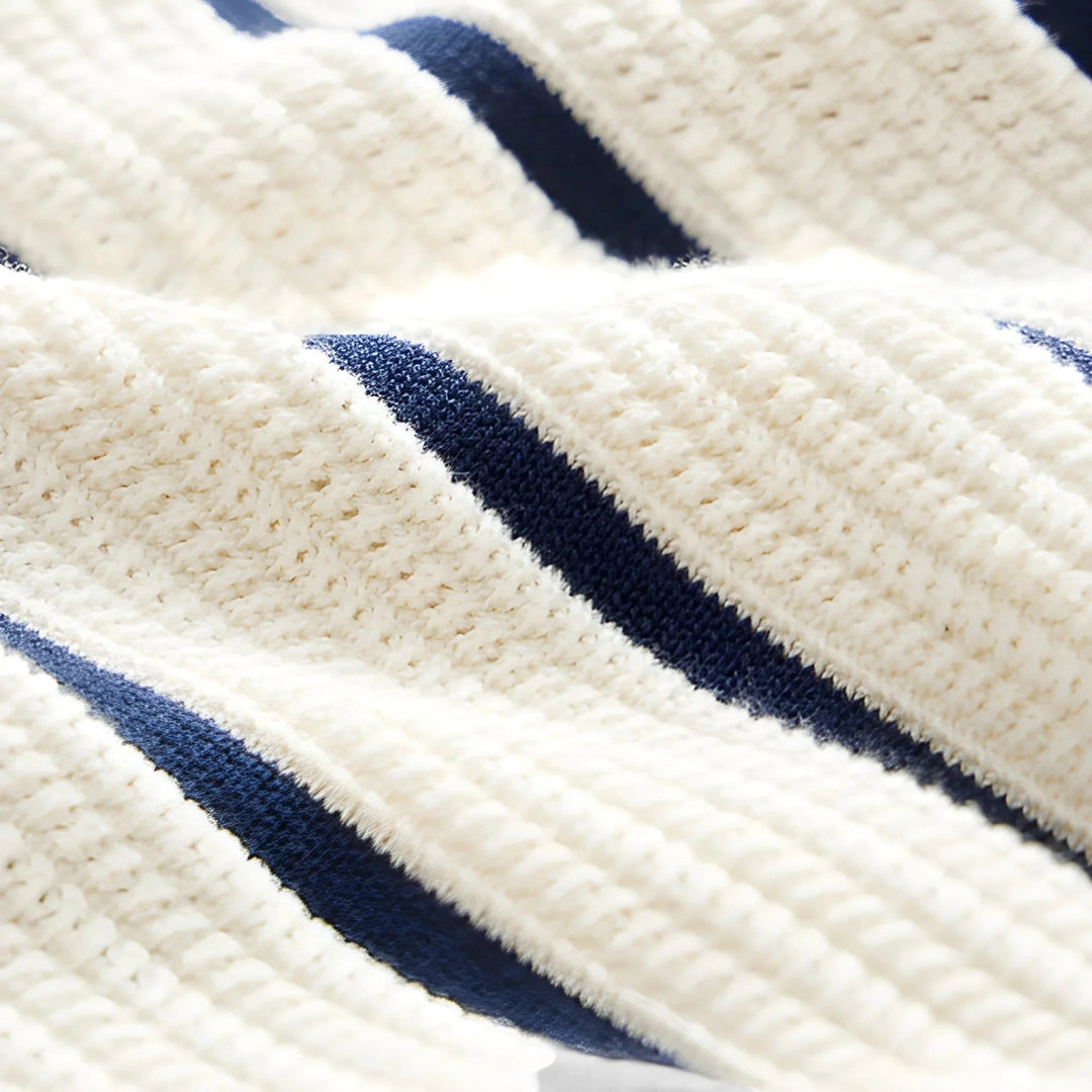Chemise en Maille Rayée Homme Été Polo Tricot