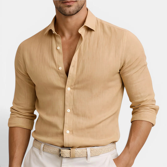 Chemise Lin Coton Homme Été Respirante Casual Légère