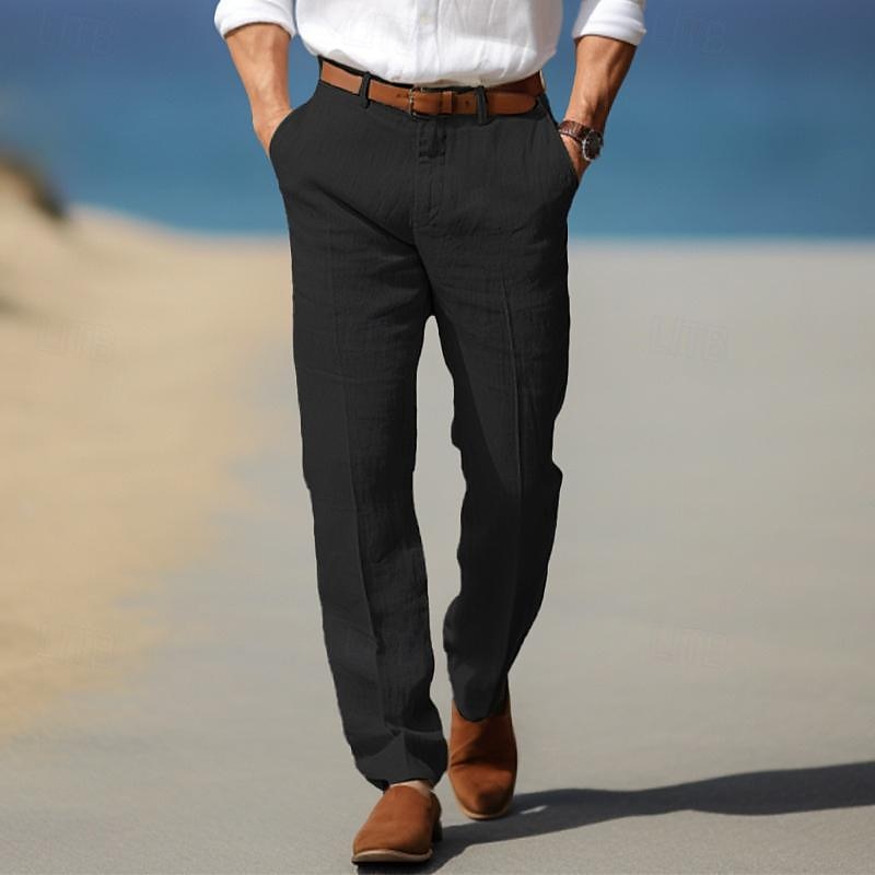 Pantalon en Lin Premium Homme Élégant Été Costume