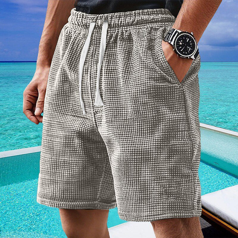 Short en Maille Gaufrée Homme Été Plage Léger