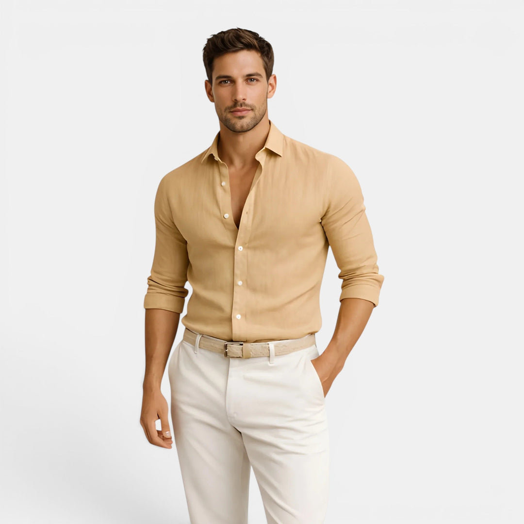 Chemise Lin Coton Homme Été Respirante Casual Légère