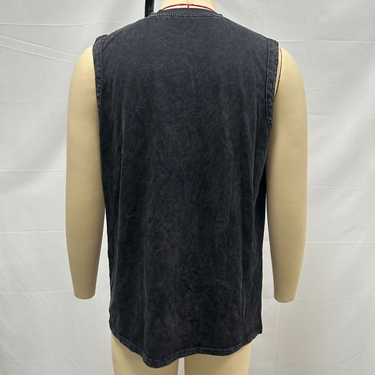 Débardeur Henley Délavé Homme Coton Sans Manches