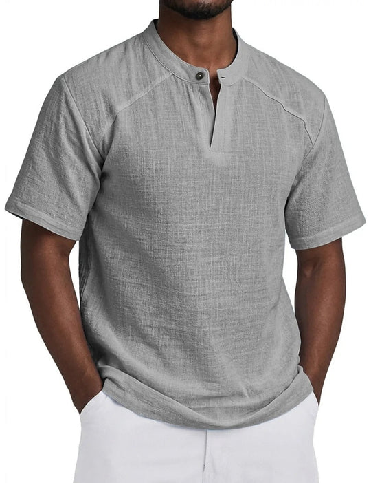 Chemise Popover en Lin Homme Été Coton Légère