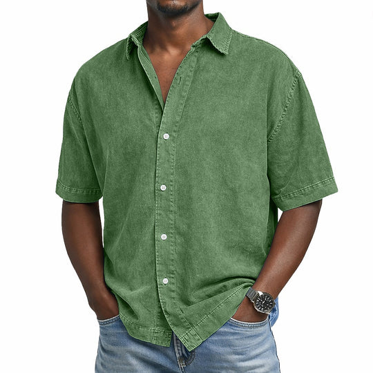 Chemise en Coton Délavée Vintage Homme Été Casual