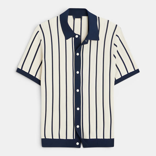 Chemise en Maille Rayée Homme Été Polo Tricot