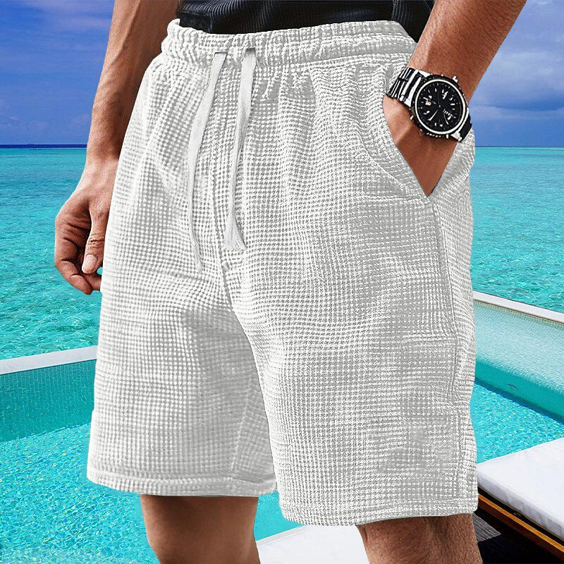 Short en Maille Gaufrée Homme Été Plage Léger