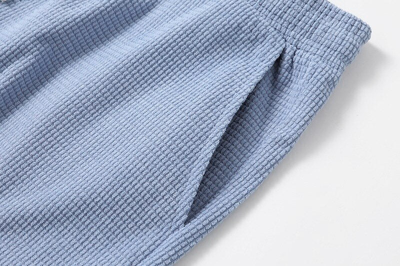 Short en Maille Gaufrée Homme Été Plage Léger