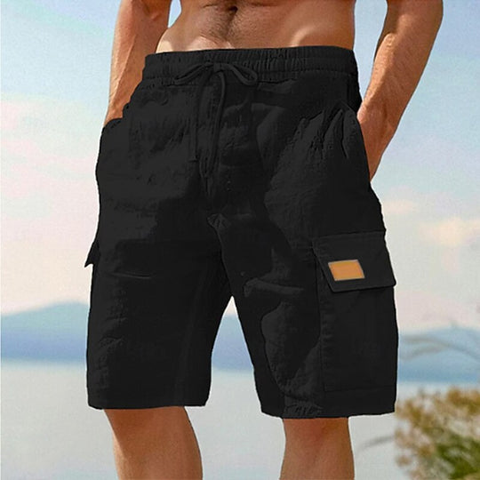 Short Cargo en Lin Homme Plage Été Coton Poches