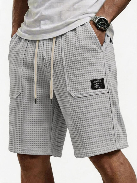 Short en Maille Gaufrée Homme Été Plage Poches