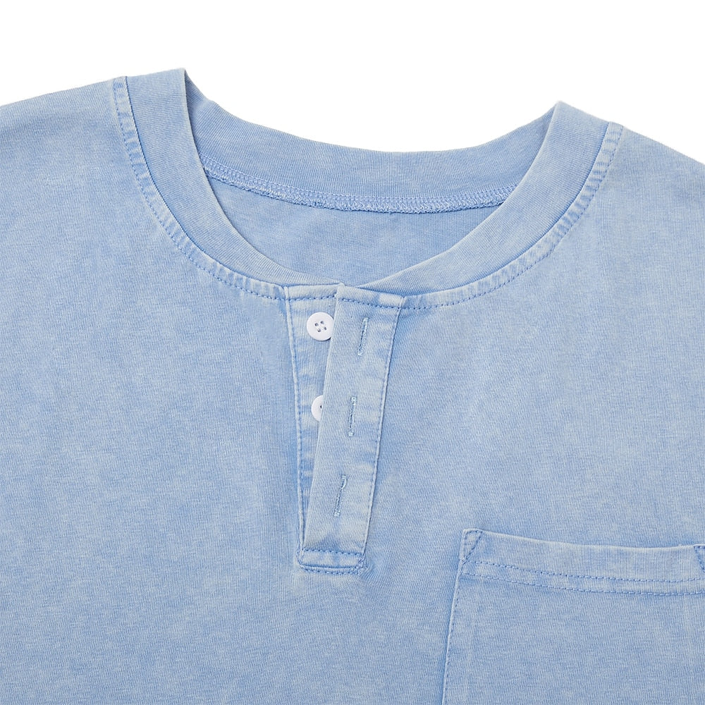 Débardeur Henley Délavé Homme Coton Sans Manches