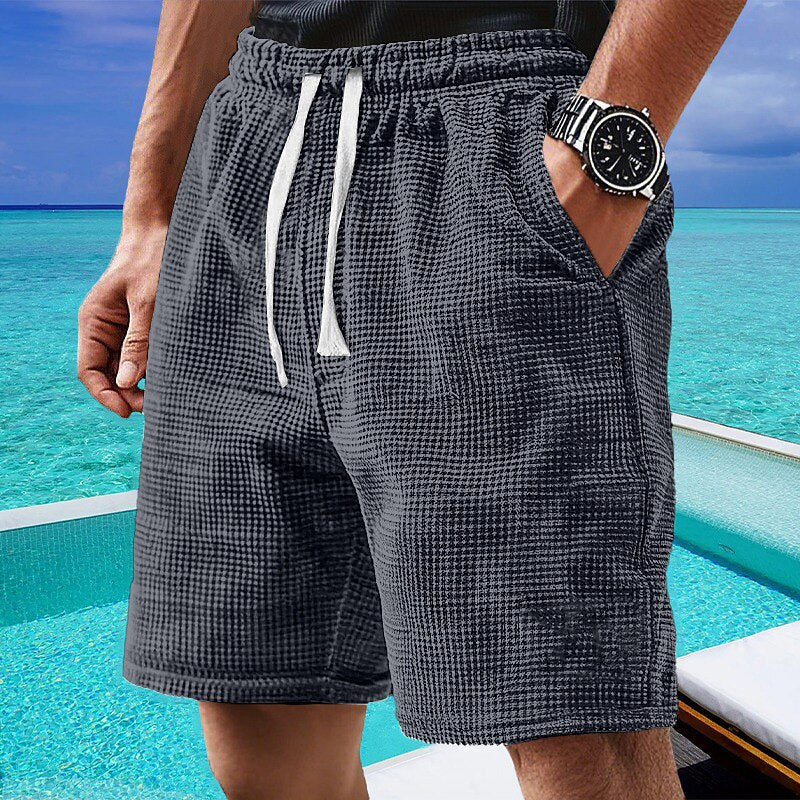 Short en Maille Gaufrée Homme Été Plage Léger