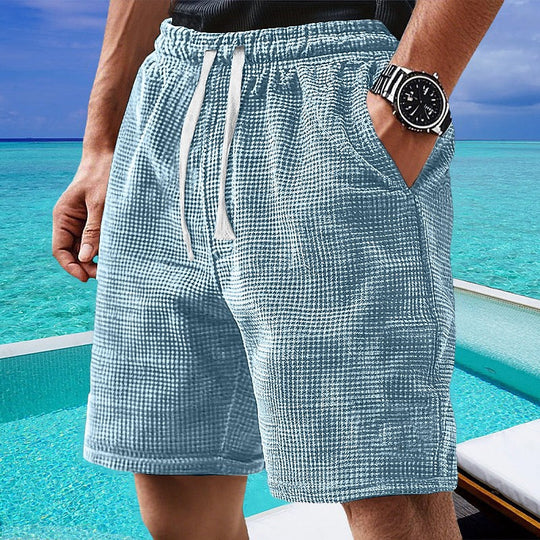 Short en Maille Gaufrée Homme Été Plage Léger