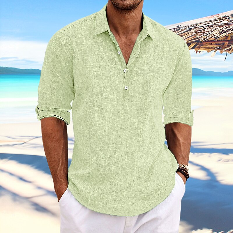 Chemise en Lin Classique Homme Été Coton Casual