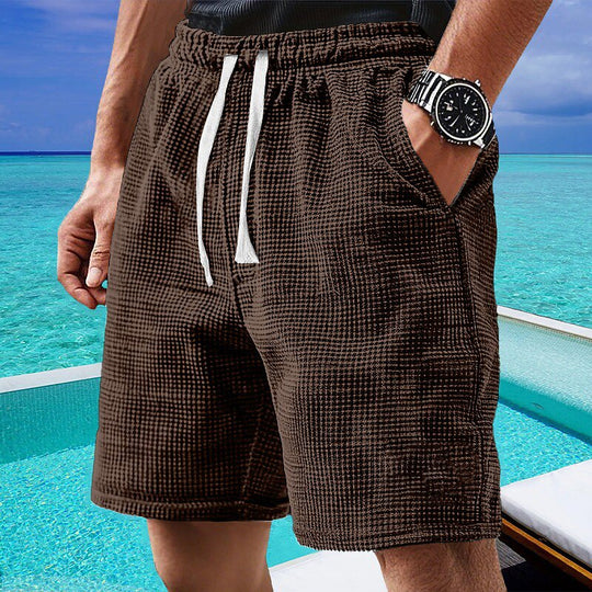 Short en Maille Gaufrée Homme Été Plage Léger