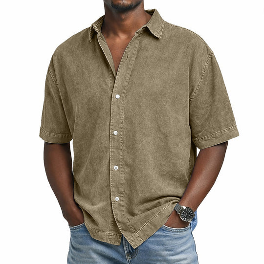 Chemise en Coton Délavée Vintage Homme Été Casual