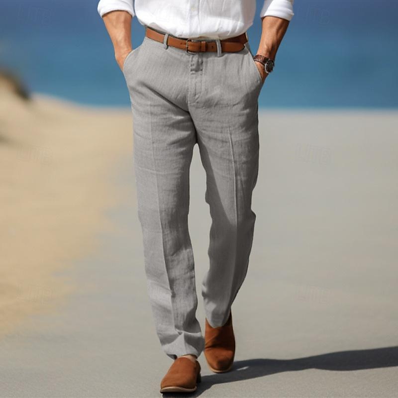 Pantalon en Lin Premium Homme Élégant Été Costume