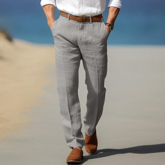 Pantalon en Lin Premium Homme Élégant Été Costume