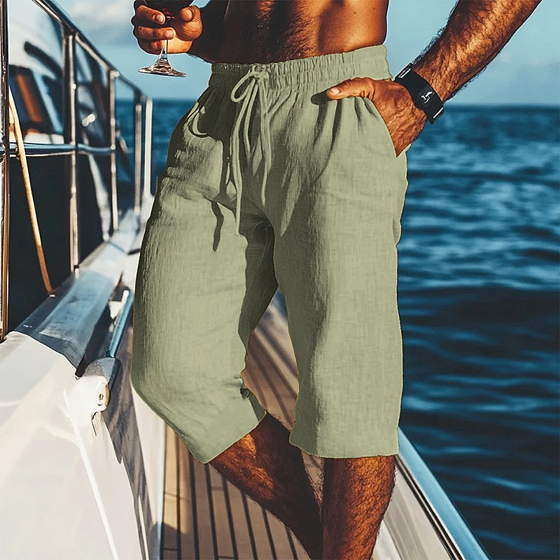Short en Lin Décontracté Homme Cordon Été Plage