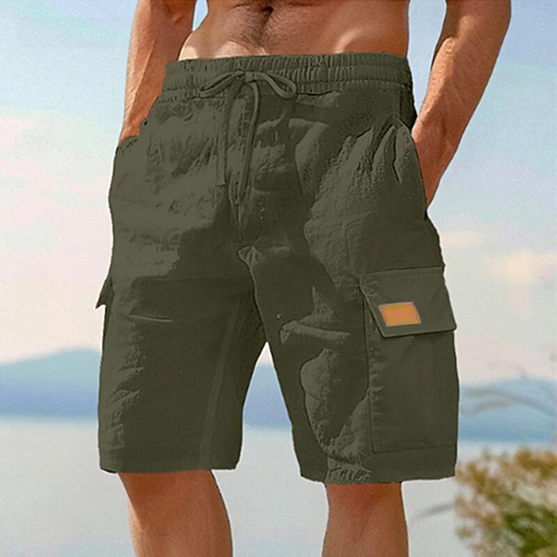 Short Cargo en Lin Homme Plage Été Coton Poches